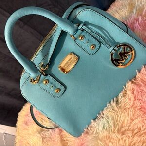 Michael Kors Turquoise Shoulder Bag with Gold Accents
